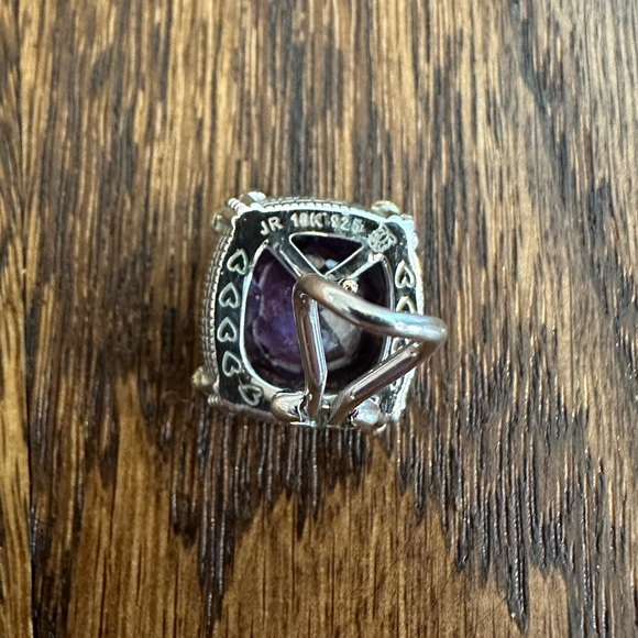 Judith Ripka Purple Amethyst Diamond Silver Gold Earrings 18K 925 - Picture 6 of 10